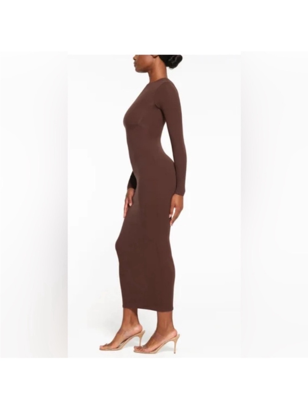 SKIMS Brown Long Sleeve Maxi Bodycon Dress